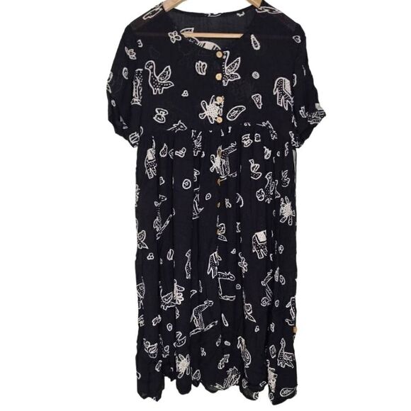 Sheer Artsy Animal Print Button Front Dress - Picture 1 of 8
